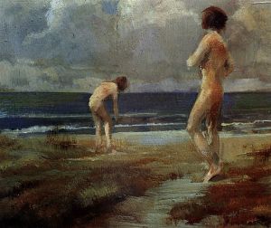 Badende am Nordseestrand, 1910 (Rudolf Yelin d. Ä., 1864–1940)