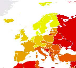Je röter, umso korrupter ... (Quelle: Transparency International)